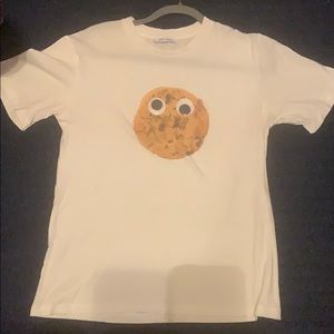 White cookie shirt with googly eyes